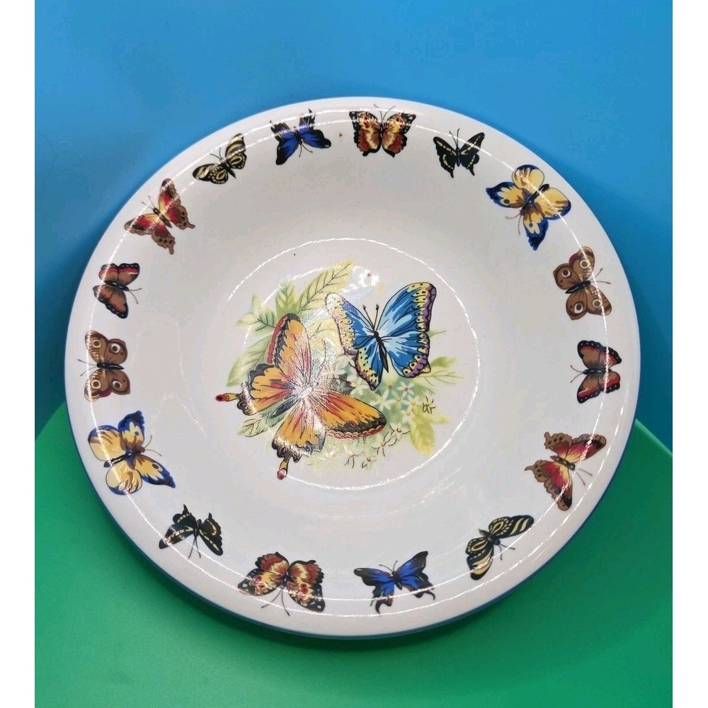 Butterflies Tabletop Unlimited Butterfly‎ Bowl Soup Cereal Salad 8.5" Gold/Blue